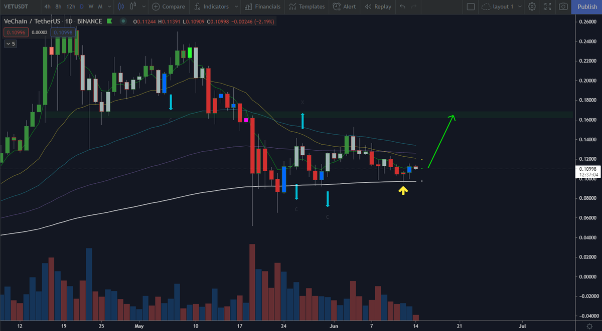 RealMrMojito's tweet photo. $VET #VeChain
Hodling strong above the 200D EMA
Looking for a move to the $0,16 R zone.
+50% possible gain to start with.
#BULLISH $VET @vechainofficial
#WhenCoinbase
https://t.co/NBgq7tswi3 https://t.co/C08a2AKrMi