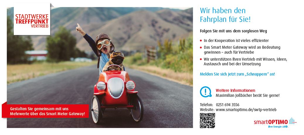 Stadtwerke-Treffpunkt Vertrieb am 17.06.2021 mit unserem Experten Maximilian Joßbächer
Melden Sie jetzt noch an und lernen Sie unser neues Netzwerk für Vertriebe kennen!
lnkd.in/gxZYwUy
#netzwerken #Vertrieb #Kooperation