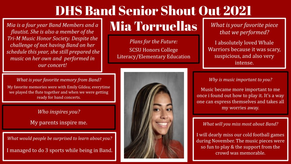 Next Up: Senior Band Member and Flautist Mia Torruellas!