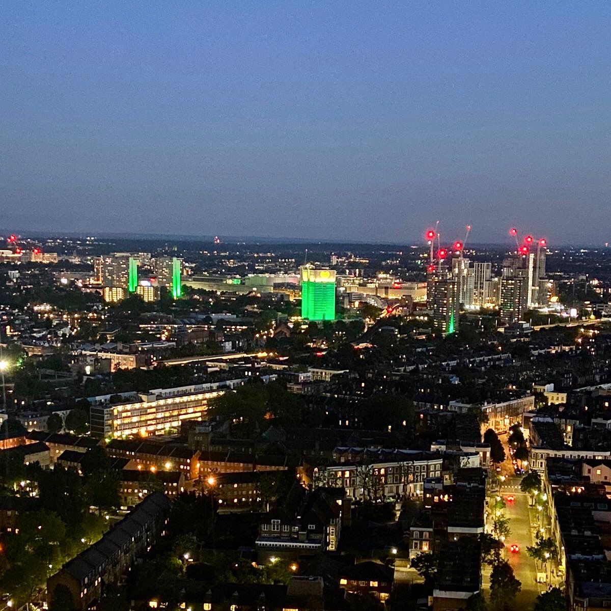 The view from Trellick Tower #GreenForGrenfell #northkensington #foreverinourhearts 💚