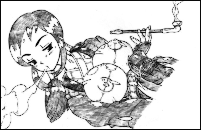 [R-18] 習作 高嶺響 #喫煙 #煙管 #キセル #高嶺響 #六人斬 #月華の剣士 #月華の剣士第二幕 #やさぐれ  