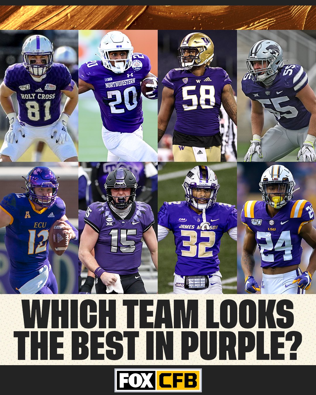 FOX College Football on X: "Out of ALL the college football teams that wear  purple on the field, which team wears purple the best? 🤔🟣  https://t.co/kHSblob4vw" / X