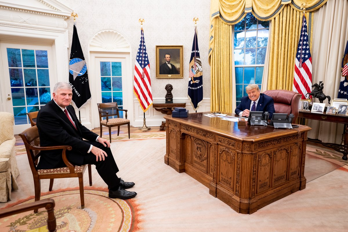 Franklin_Graham's tweet photo. Happy 75th birthday to former President Donald J. Trump! What a milestone! May God bless you, use you, and draw you close to Him. https://t.co/86M8MLDMKq