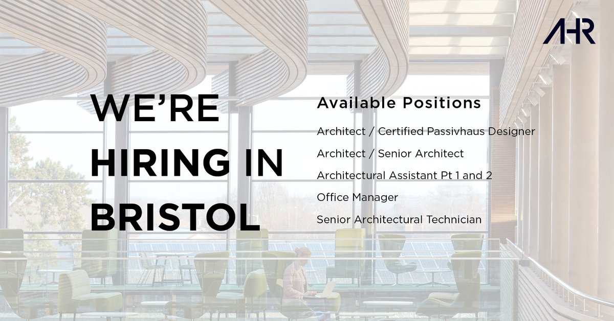 weareAHR's tweet photo. We have multiple vacancies in our Bristol office! This is an amazing opportunity for those interested in working across multiple sectors and geographies, for an innovative award-winning practice. 

For more information visit: https://t.co/T0RwUeG8Ap https://t.co/Fwpen9Lsrk