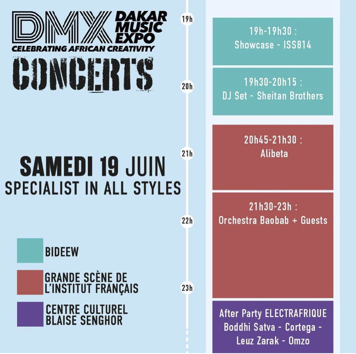 iss814official's tweet photo. #DakarMusicExpo 2K21
🗓 Samedi 19 Juin
⏰ 15:00-17:00 : Débat - “La digitalisation des cultures urbaines : quels bénéfices?
⏰ 19:00 : Showcase
🎼 https://t.co/diMZ964pqC
📍Salle de Cinéma de l’Institut Français
#CelebratingAfricanCreativity
#RapGalsen #RapWolof https://t.co/2S6Z773aiC