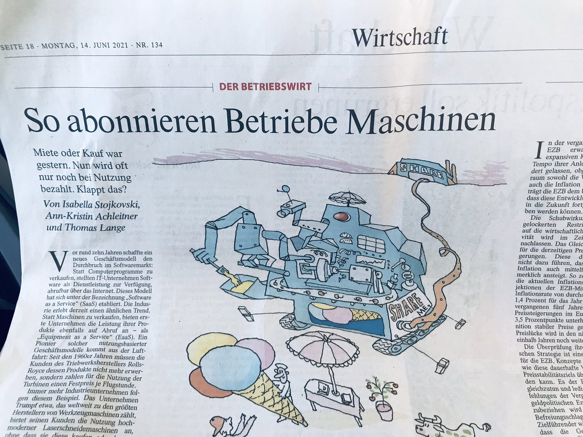 „Das Unternehmen <a href="/TRUMPF_News/">TRUMPF</a>, das weltweit zu den größten Herstellern von Werkzeugmaschinen zählt, bietet seinen Kunden die Nutzung hochmoderner Laserschneidmaschinen an“: <a href="/LangeThomasF/">Thomas Lange</a> et al. in der FAZ über unser Pay-per-Part-Modell <a href="/dr_t_schneider/">Tom Schneider</a> zeitung.faz.net/faz/wirtschaft…