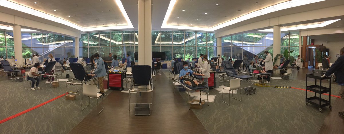 VictoriaSanchez's tweet photo. In December, @InovaHealth converted a large cafeteria into a mass COVID vaccination site. Today on #WorldBloodDonorDay, it’s a pop-up blood donation center! Walk-ins welcome at 8100 Innovation Park Drive, Fairfax. 
@7NewsDC https://t.co/46ASCeyhKu