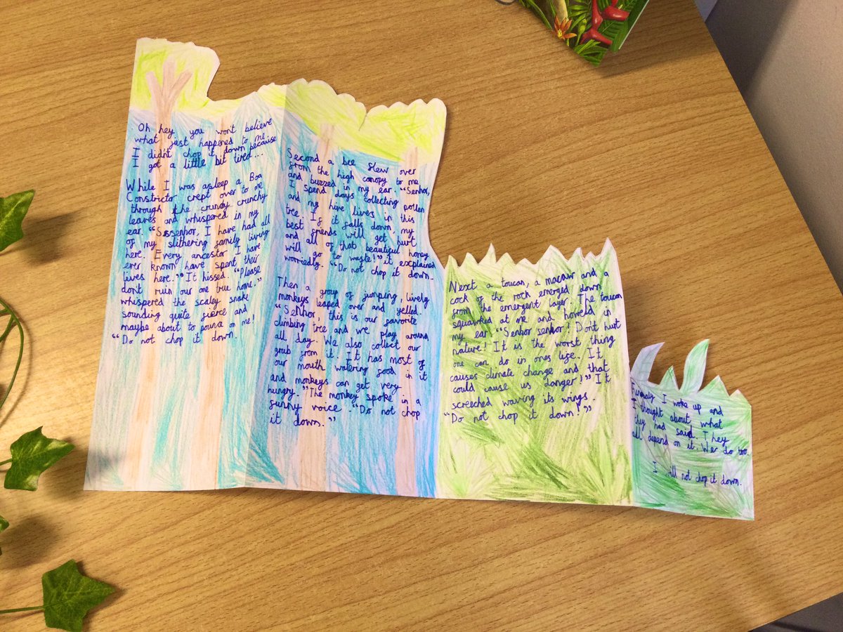 Garbett_HMCS's tweet image. We became so invested in The Great Kapok Tree and the impact of deforestation. We were very proud of our hot writes recounting the story from the eyes of the ‘small man’ 🌳🤩 @HMC_School @clpe1 #PowerOfReading #PublishingWork #PresentationMatters #WeAreCreative #WeAreHardWorking