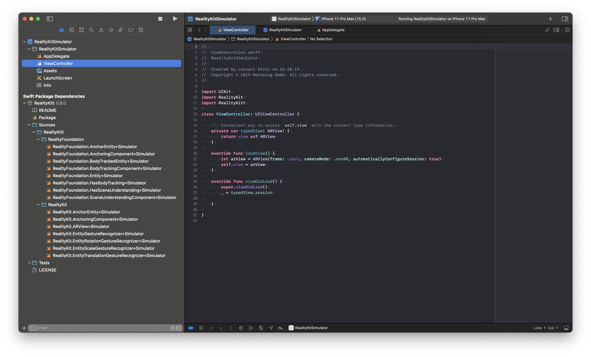 lennartstolz's tweet image. Tired of re-creating the same compiler directives to be able to compile on the iOS simulator when the code contains #RealityKit?
Say hello to #RealityKitt. ;)
The code is available via #SwiftPM but clearly needs some love in the upcoming day(s).