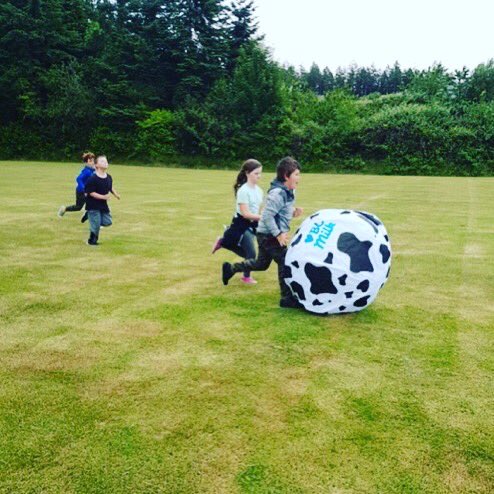 Last Friday’s ‘fun’ was parachute games and giant soccer. The soccer ball will definitely be a regular part of recess! @sd47_board #FunFriday #bringthejoy