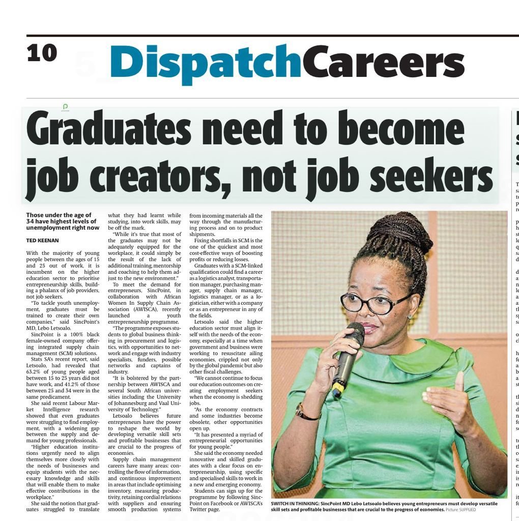 Graduates need to be job creators. May we aim to equip them with entrepreneural skills, reduce barriers to entry, provide opportunities and provide continued mentorship and coaching