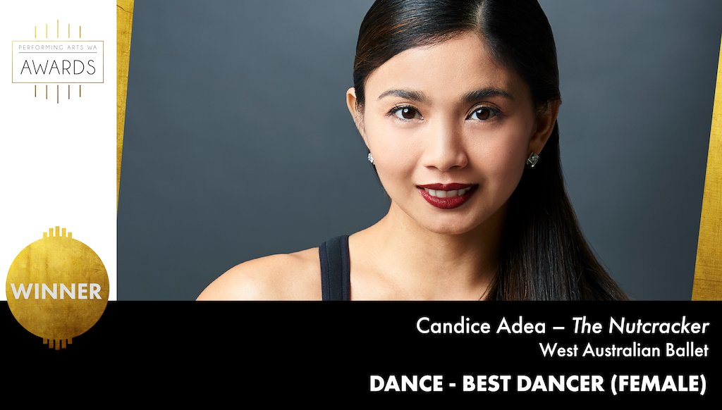 Performing Arts WA Awards (@pawaawards) on Twitter photo And the WINNER of BEST DANCER (FEMALE) is…
🥇 Candice Adea for The Nutcracker, <a href="/WABallet/">West Australian Ballet</a>
#pawaawards <a href="/CandiceAdea/">Candice Adea</a> And the WINNER of BEST DANCER (FEMALE) is…
🥇 Candice Adea for The Nutcracker, <a href="/WABallet/">West Australian Ballet</a>
#pawaawards <a href="/CandiceAdea/">Candice Adea</a>