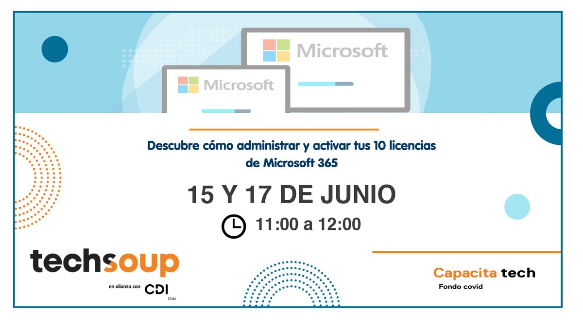 TechSoupChile's tweet image. Súmate a un nuevo encuentro online y descubre cómo administrar y activar tus 10 licencias de #Microsof365
⏳15 y 17 de junio | 11:00 a 12:00hs
+Info: bit.ly/TechsoupCapaci… 

@TechSoup  #techsoupchile #Microsoftfornonprofits 
#Capacitatech #Tecnología #ONG #TransformaciónDigital
