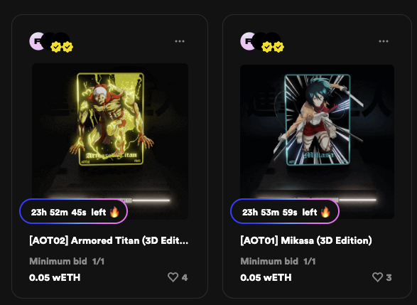 Armored Titan (3D Edition) rarible.com/token/0x60f801…

Mikasa (3D Edition)
rarible.com/token/0x60f801…