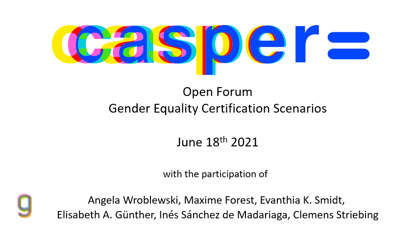💥Take part in the upcoming #CASPER e-discussion to discuss the three possible #GECAS gender equality certification/award schemes for research organizations in Europe‼️

🗓️18/06
🕙10:00 – 13:00 h CET

Schemes info: caspergender.eu/blog
Registration: genderportal.eu/discuss-gecas
