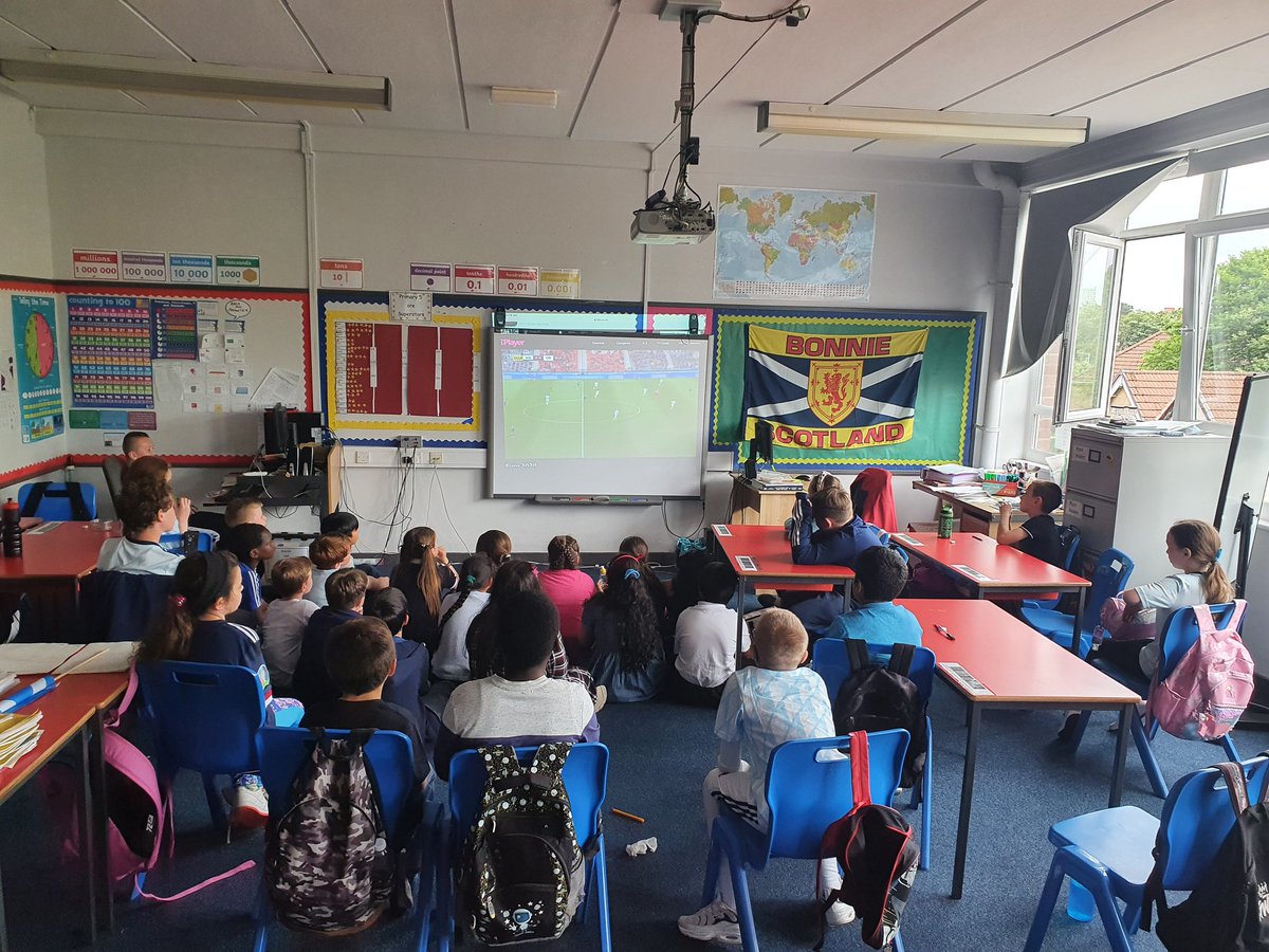 P5 &amp; P5a watching the big game. C'mon Scotland ⚽️🏴󠁧󠁢󠁳󠁣󠁴󠁿