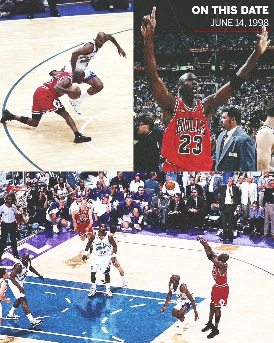 ESPN on X: 23 years ago, Michael Jordan hit the iconic game-winning shot  for ring No. 6 💍🐐  / X