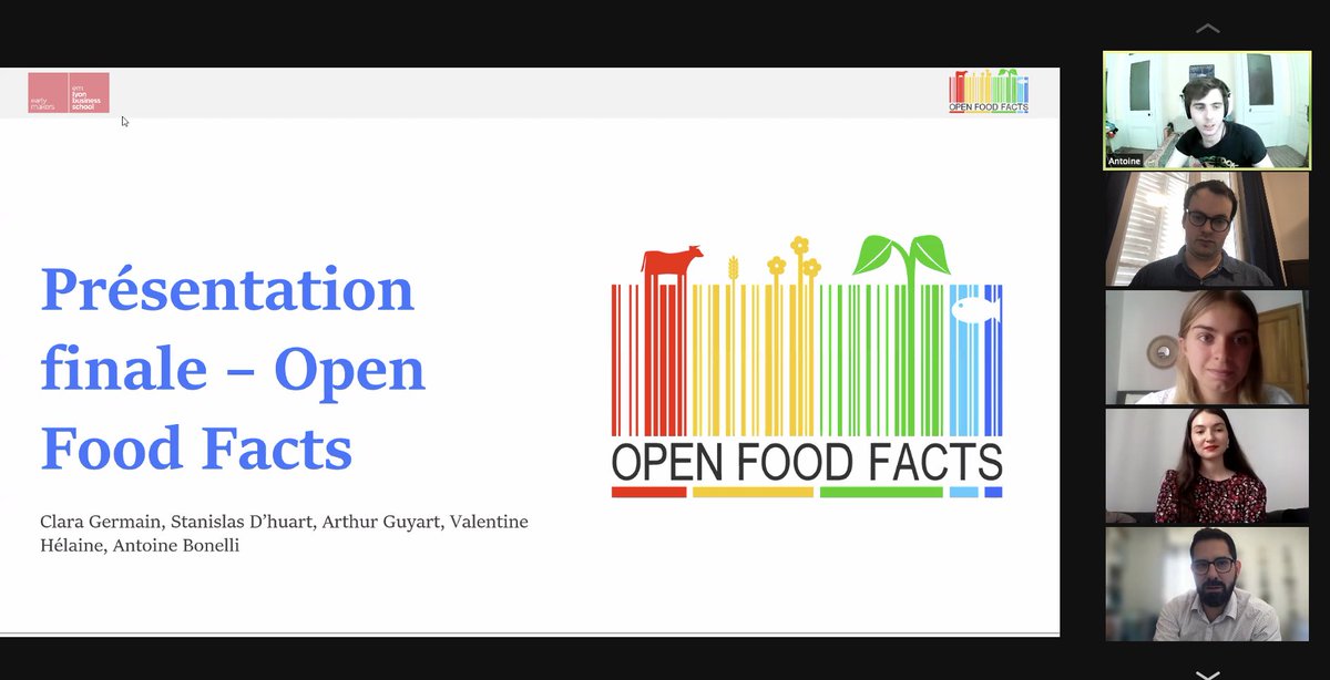 OpenFoodFactsFr's tweet image. Bravo aux étudiants de l&apos;@EMLYON - Clara, Stanislas, Arthur, Valentine et Antoine et à leurs mentors (Lucain, Benoit et Jean) qui ont travaillé sur un modèle à 2 étapes de catégorisation pour
@OpenFoodFacts. Cela va
permettre d&apos;afficher encore plus de #NutriScore et d&apos;#EcoScore !