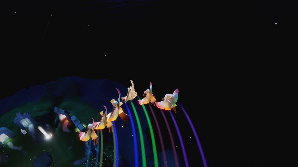 Mahasky2's tweet photo. Days of rainbow 🌈 
Here is how the colourful trails look at night 🌟 
@06Isabellala02 @skykidmeimei @lightmeupstz leo abc mnm 
14062021
#daysofrainbow #Pride2021 #PRIDE #thatskygame @thatskygame @thatskygameJP https://t.co/RkeE4moXsb