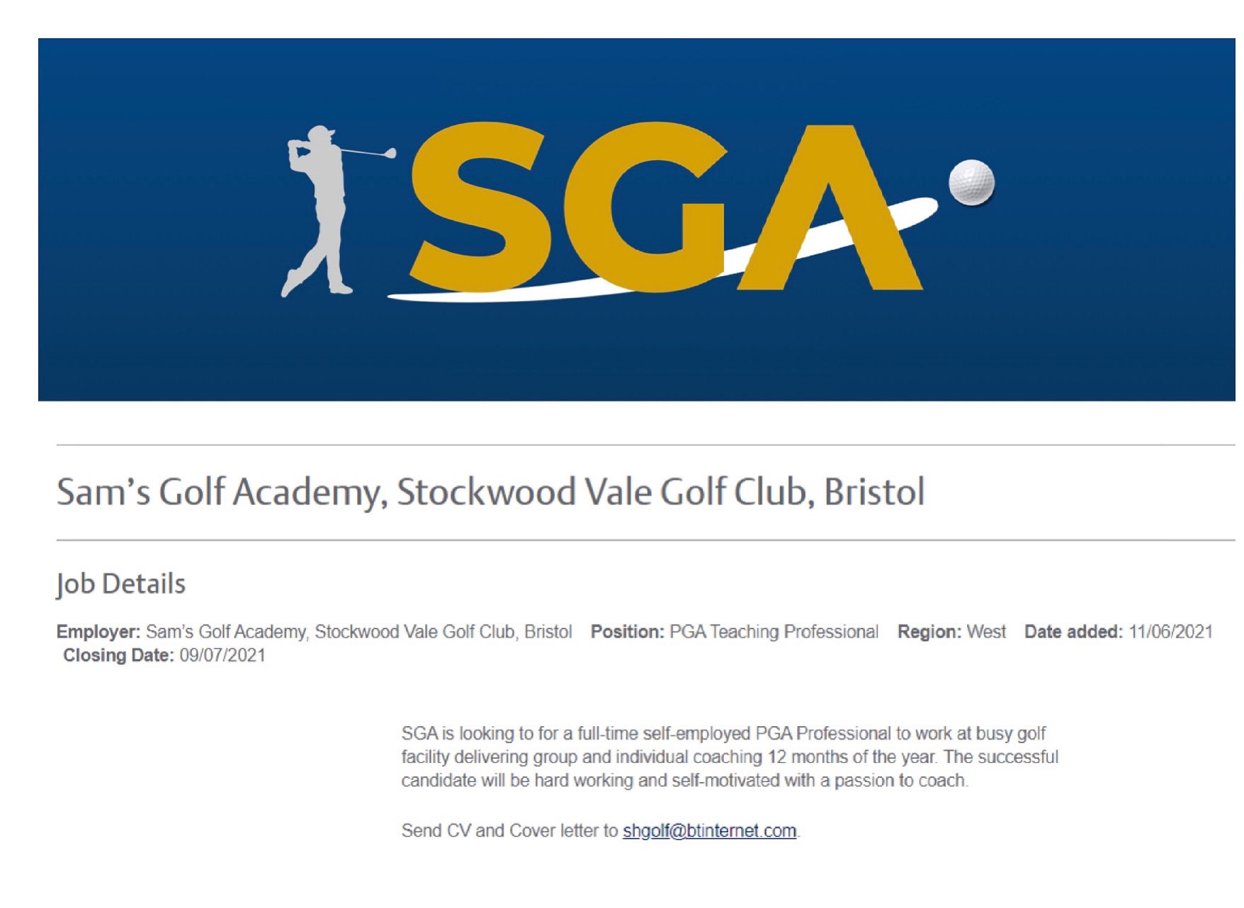 Sam Hughes (SAMSGOLFACADEMY) / Twitter