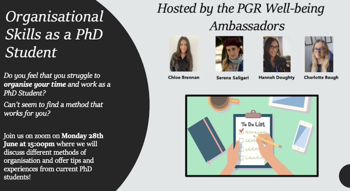 Dr Hannah C Doughty (@hannahcdoughty1) on Twitter photo Do you struggle to organise your time and work as a PhD student?📚
⏰ Join us on Monday 28th June at 15:00-16:00pm (BST) for a virtual event, where we will be discussing all things organisation!
Register here ➡️ eventbrite.co.uk/e/organisation…
<a href="/PhDVoice/">PhD Voice - Independently Run</a> Do you struggle to organise your time and work as a PhD student?📚
⏰ Join us on Monday 28th June at 15:00-16:00pm (BST) for a virtual event, where we will be discussing all things organisation!
Register here ➡️ eventbrite.co.uk/e/organisation…
<a href="/PhDVoice/">PhD Voice - Independently Run</a>