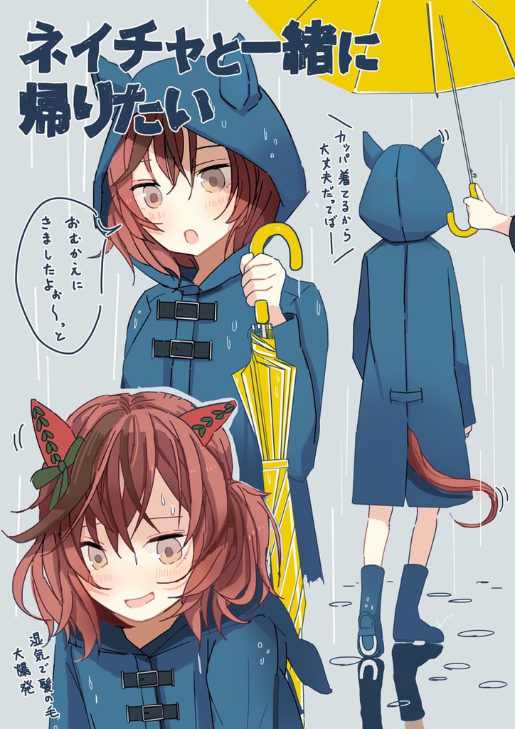 雨ガッパで迎えに来てくれたナイスネイチャ イラスト ウマ娘うまぴょいまとめ