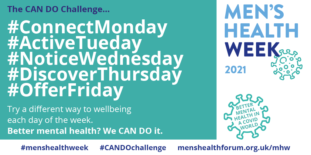 It's Men's Health Week and we need to get our men to look after themselves, mental and physical well-being is so important @LiverpoolWomens
has a stand in the hospital reception area with information for all men @MensHealthForum #MensHealthWeek #CANDOchallenge #connectmonday