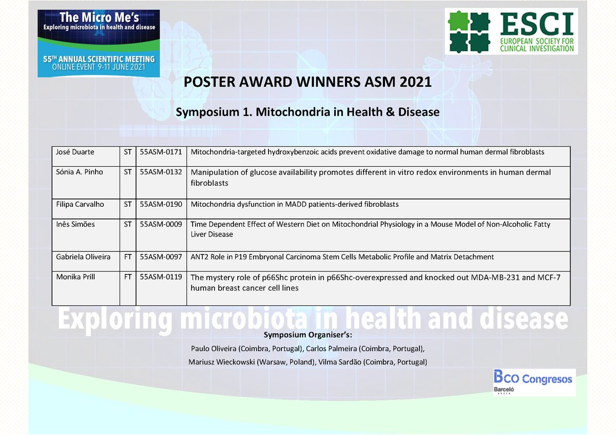 MitoTag's tweet image. Our very own CMO José Duarte has won an award for best Short Talk Presentation at this year's ESCI 2021’s Scientific Virtual meeting.
#startup #StartupLife #biotech #scientists #science #lifesciences #entrepreneur #entrepreneurship #mitochondria #mitochondrialhealth #antioxidants