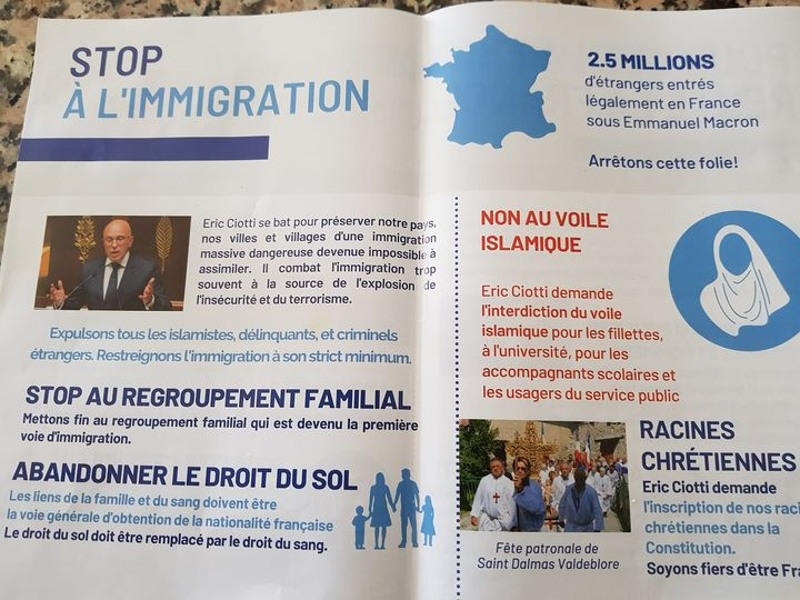 Prospectus de campagne d'Eric Ciotti pour les... départementales... Rien sur les compétences du département. Quant au contenu... no comment..
