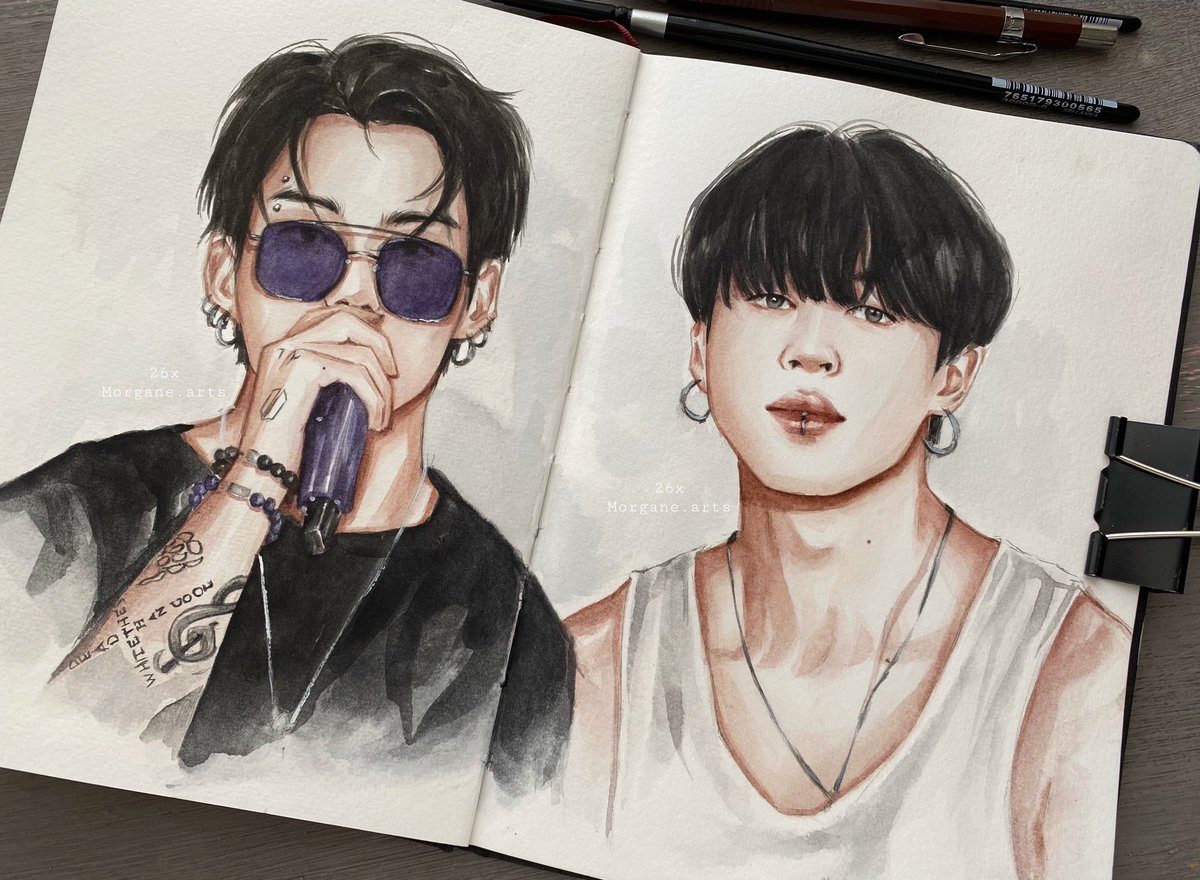 Watercolor sketches
#JIMIN #JUNGKOOK