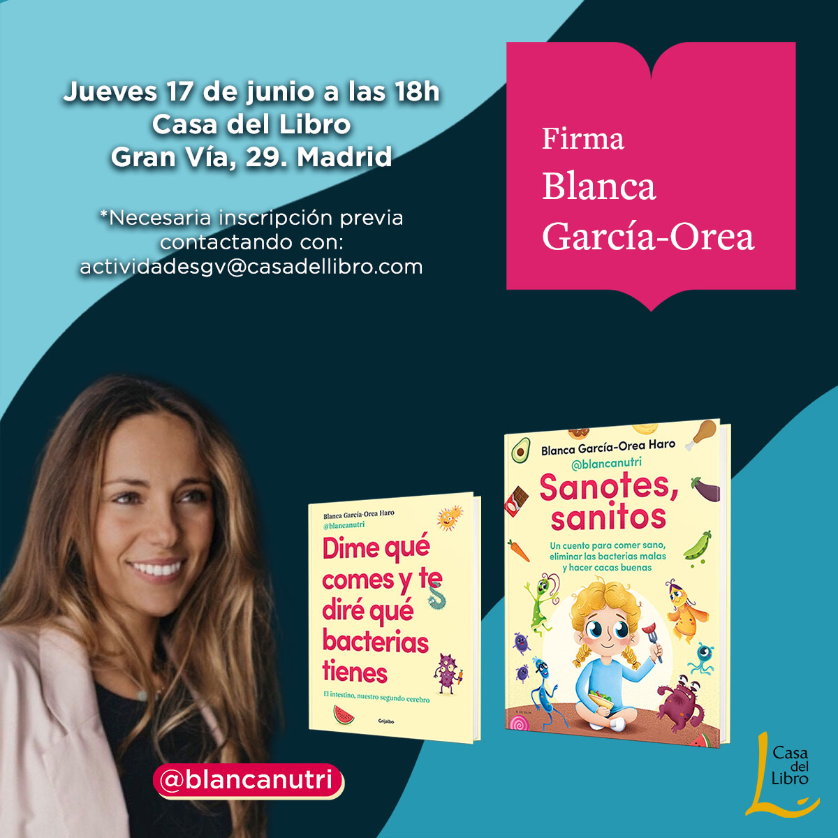 Casa del Libro on X: ✍️ El jueves 17 de junio, la nutricionista Blanca  García-Orea firmará ejemplares de sus libros en nuestra librería de Gran  Vía, 29 #Madrid. ¡Apúntate! ¡Inscríbete ya en