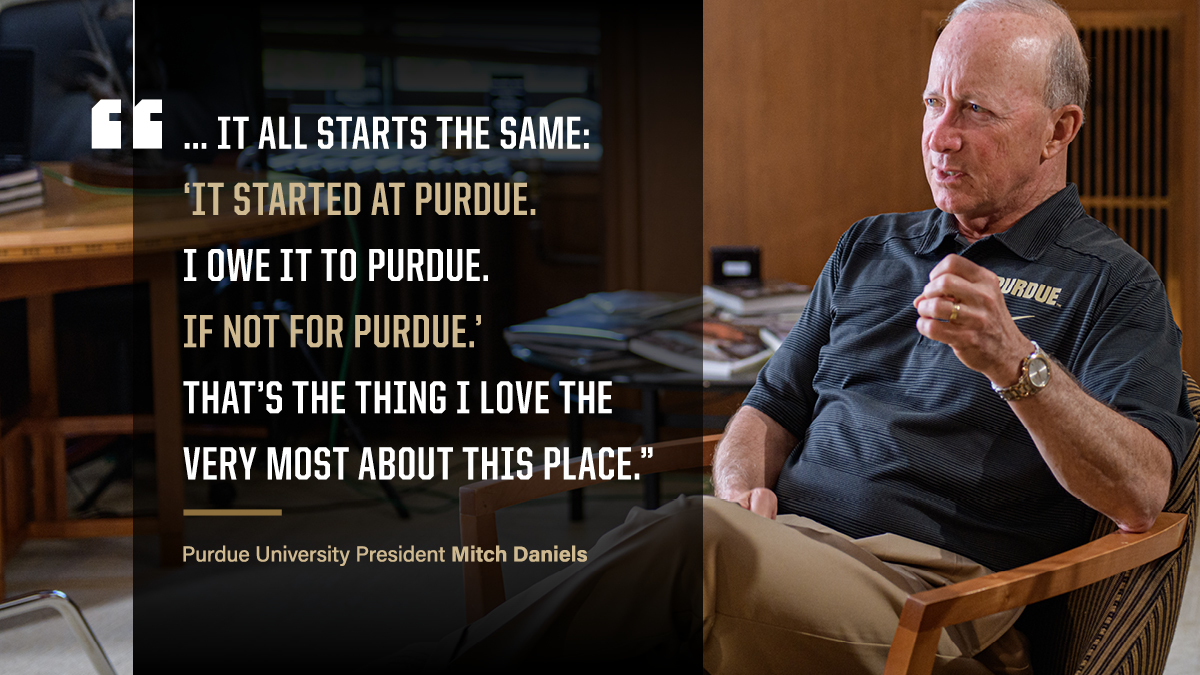 #PurdueUniversity President <a href="/purduemitch/">Mitch Daniels</a> discusses leadership, making tough decisions, and his #Boilermaker pride. Only on the official university podcast, #ThisIsPurdue. 🚂🆙  

• Web: purdue.university/2TQMHHH  
• YouTube: purdue.university/3cBk2Ns