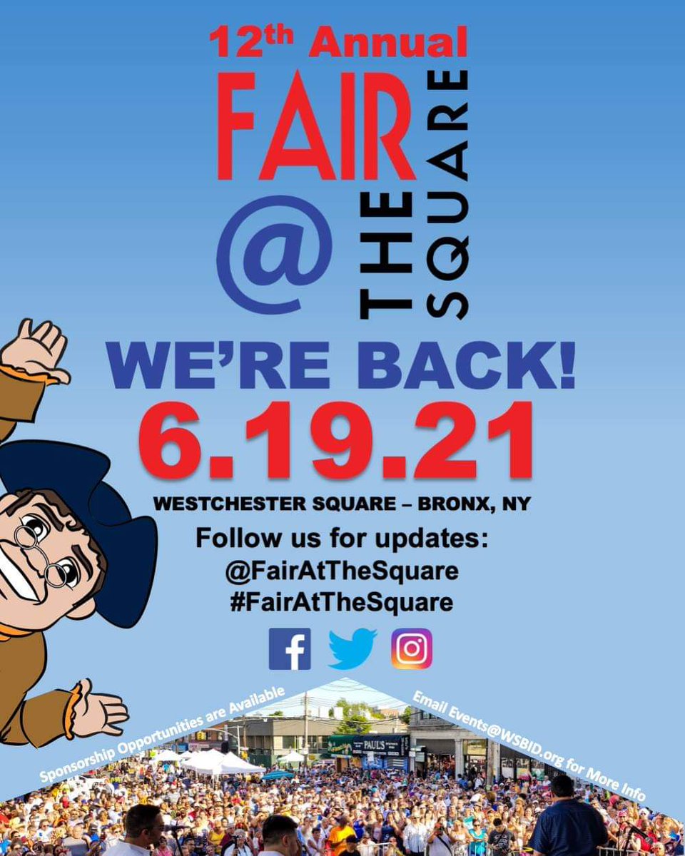 WSBID's tweet image. 5 more days till @FairAtTheSquare returns to our district with Fun, Food and Live Entertainment! #FairAtTheSquare #WSBID #WSFair2021 #BronxEvents