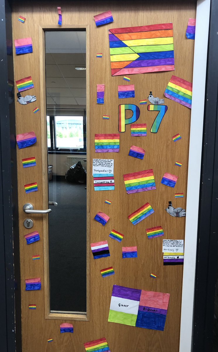 In awe of my wonderful Primary 7s who decided to research and create a variety of flags for #Pride2021  . To teach a group of children who are committed to creating a fairer, more inclusive Scotland for all is an absolute joy. 😊🏴󠁧󠁢󠁳󠁣󠁴󠁿💙 #proudteachermoment @AntoninePrimary @LGBTYS