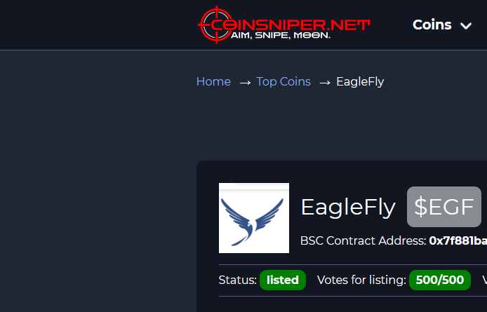 EagleFlyToken's tweet photo. 🦅🦅 GOOD NEWS 🦅🦅

🚀🚀We are already listed at https://t.co/fhDOQRqZms

🔥🔥This is the first list of the six that we initially want

👀👀In time to enter at a very good price <30 holders

0x7F881ba9C526961b0288EFA86A5059743BC8b735

#bsc #BSCGems $EGF https://t.co/5HIM6kpS63