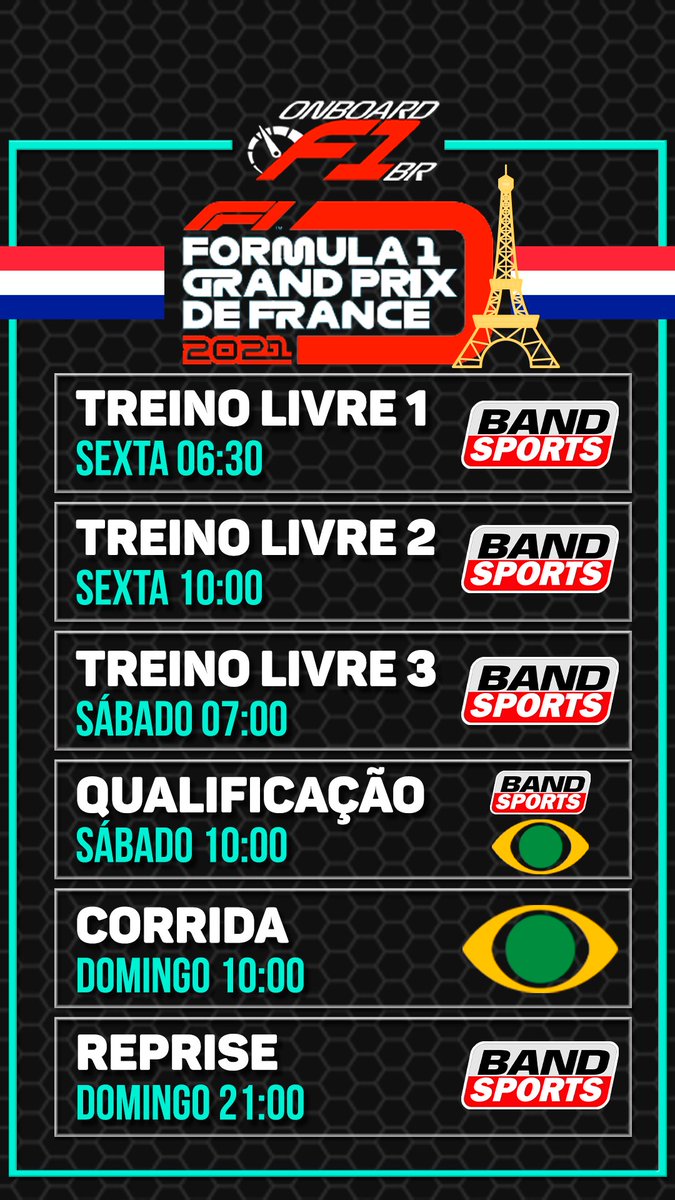 Horários GP da França 2021 #f1naband #f1nobandsports #netflix #Formula1 #F1 #formulaone #francegp #paulricard #f12021 #fia #paulricardcircuit #onborardf1br