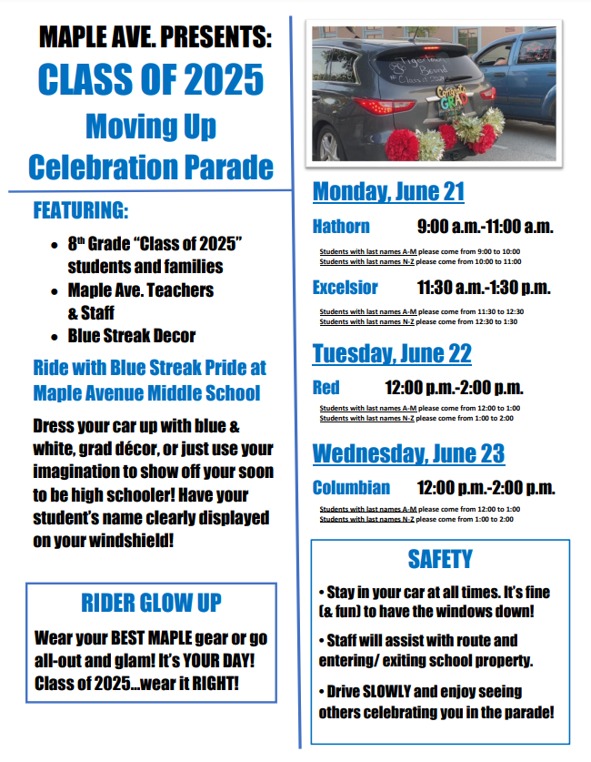 Moving Up Parade Next Week! Check your Spring's date and times!