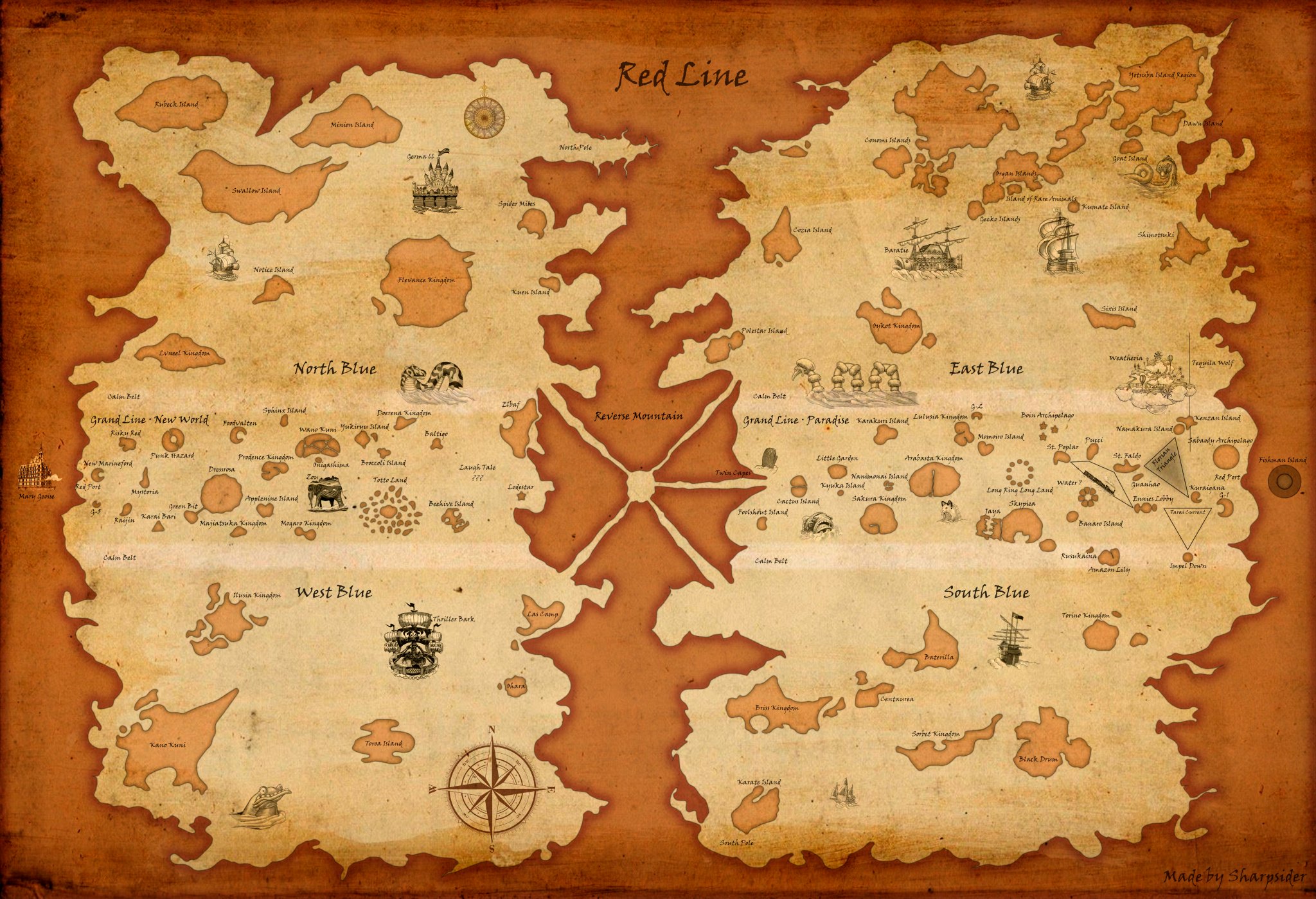 One Piece World Map by Sharpsider