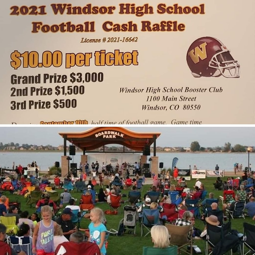 Get WHS Football raffle tickets @windsorgov Summer Concert Series this Thurs and listen to thd Trent Hughes Band! 
#WindsorWizards #thb #WindsorColorado #WHSfootball #fundraising #raffle #breakouttherowdy