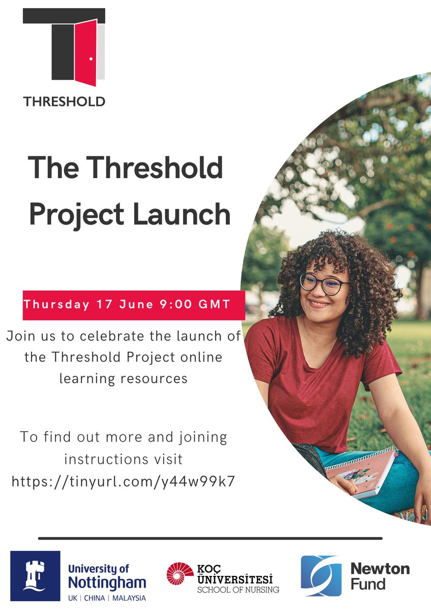 Join us to launch THRESHOLD – Training Health Researchers by Experience Sharing, Harnessing Online Learning Development - in partnership with <a href="/kocuniversity/">Koç Üniversitesi</a> <a href="/kocnurses/">KU Hemşirelik</a> <a href="/UoN_SHS/">UoN Health Sciences</a> <a href="/UoN_HELM/">UoN HELM</a>. #Healthcare #Education #Research 

Joining instructions: tinyurl.com/y44w99k7