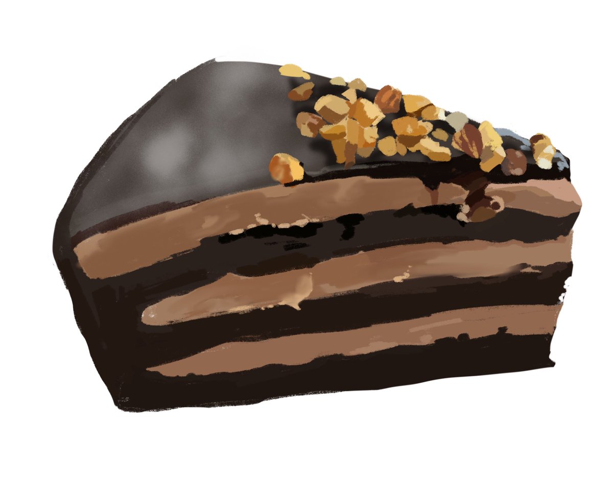 「チョコケーキも

#食べ物イラスト #foodillustration 」|ミトマトンのイラスト