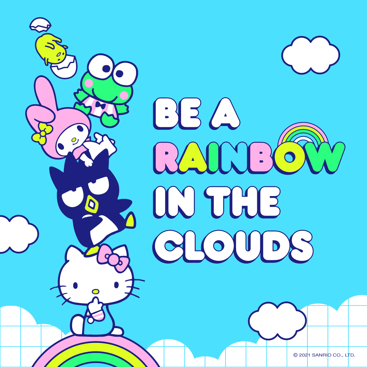 sanrio's tweet photo. Be a rainbow in the clouds 🌈✨ #MondayMotivation https://t.co/3xHkAIlzaG