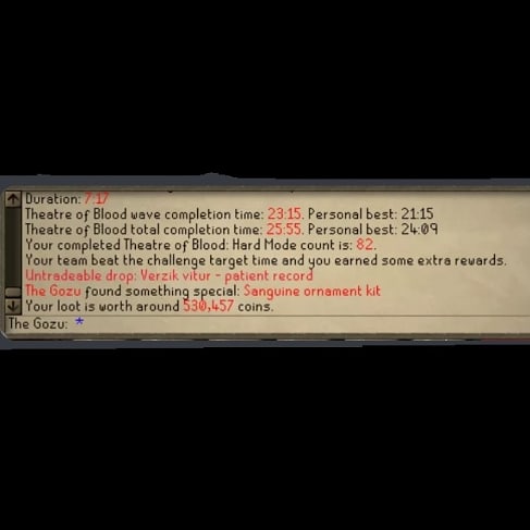 OsrsGozu's tweet photo. Sanguine ornament kit! Finally!
TOB hard mode count 82.
#osrs
#oldschoolrunescape
#TOB
#nicedrop
#finally
#happydays https://t.co/bTWKCnUxSX