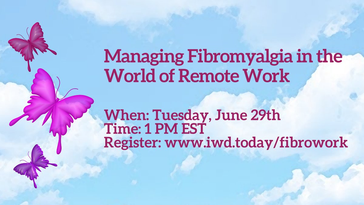 The Fibromyalgia Care Society of America is teaming up with NTI@Home to help the #Fibromyalgia community, as well as family caregivers, find #remotework in our latest webinar, June 29th at 1 PM EST. 

🦋 Find out more: iwd.today/fibrowork 🦋

#RemoteWork