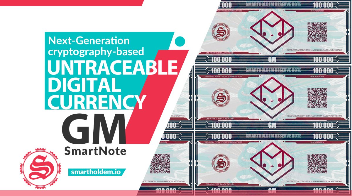 GM #Smartnote is the next-generation cryptography-based, #untraceable #digital #currency that protects personal data and ensures complete confidentiality.
You can exchange $GM for $STH or STH for GM in the #Smartholdem wallet in the GM section. 
Read More: community.smartholdem.io/topic/806/gm-s…