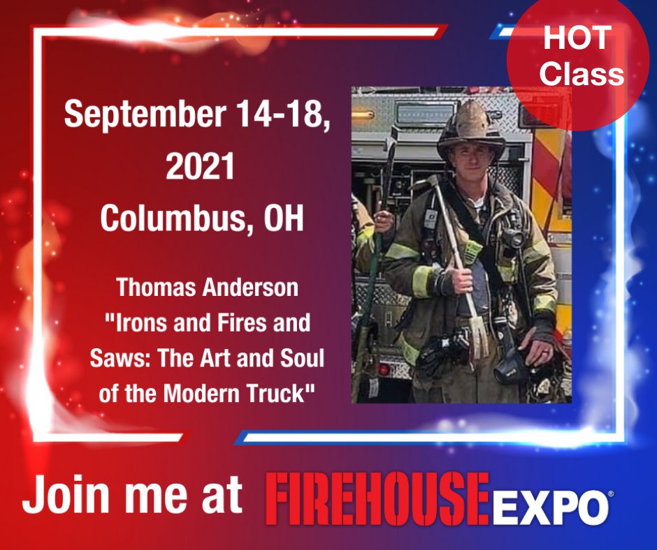 FirehouseNews's tweet photo. Thomas Anderson and @InsightTraining instructors will lead an intense, live-fire #HOTTraining class focused on tactical thermal imaging, vertical ventilation, search and VES. Register for your spot: https://t.co/GaeIe3L73v #FHExpo21 #firefighter #FirefighterTraining #Columbus https://t.co/qEM6DpPFa6