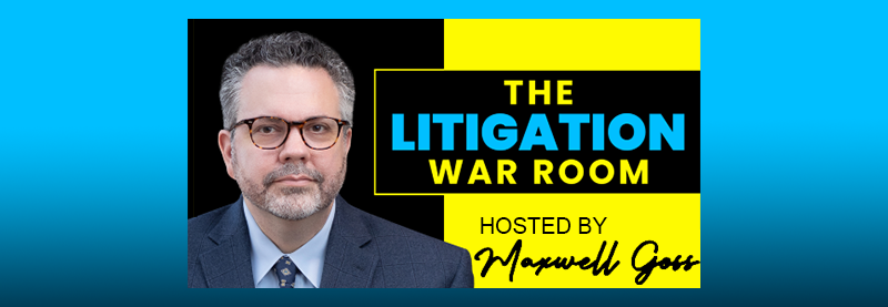 #IP litigator Maxwell Goss Launches The Litigation War Room #podcast. Join Max as he interviews some of the nation’s most accomplished courtroom attorneys.  The podcast offers strategies, resources, and war stories of interest in all areas of law.
bit.ly/3gk0HT8