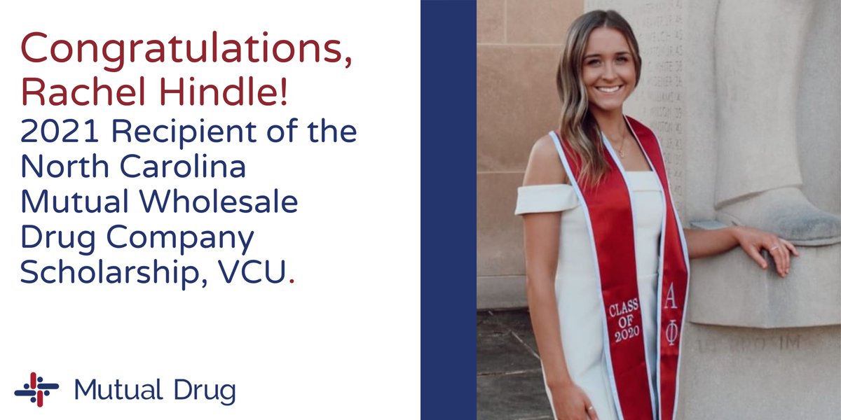 Mutual Drug (@mutualdrug) on Twitter photo We are so excited to share this year’s recipient of the North Carolina Mutual Wholesale Drug Company #Scholarship at VCU. Congratulations to Rachel Hindle, <a href="/VCUPharmacy/">VCU School of Pharmacy</a> class of 2024 - we know
you'll do amazing things for the future of #pharmacy! We are so excited to share this year’s recipient of the North Carolina Mutual Wholesale Drug Company #Scholarship at VCU. Congratulations to Rachel Hindle, <a href="/VCUPharmacy/">VCU School of Pharmacy</a> class of 2024 - we know
you'll do amazing things for the future of #pharmacy!