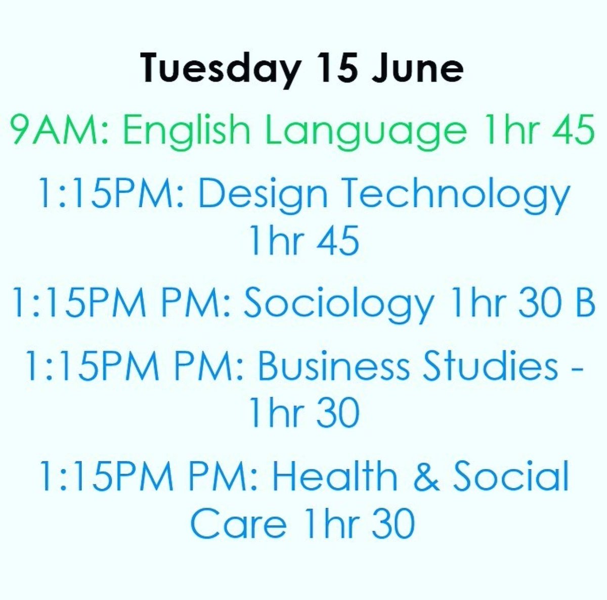 Good luck in tomorrow's exams, Year 10!