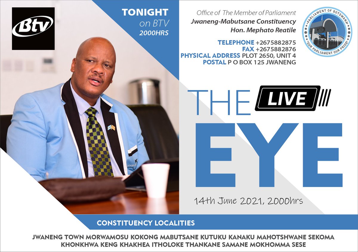 Catch me live on Botswana Televisions tonight. Thank you 

#Reatilemp